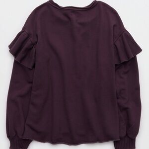 Aerie Purple Ruffle Sleeve Sweatshirt
